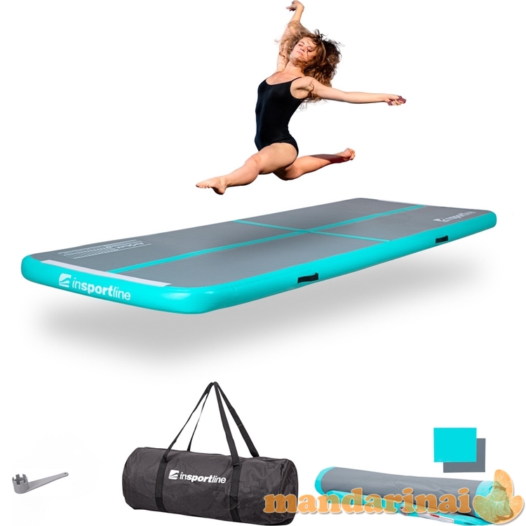 Pripučiamas mank&scaron;tos kilimėlis inSPORTline Airstunt 300 x 100 x 10 cm pilkos spalvos