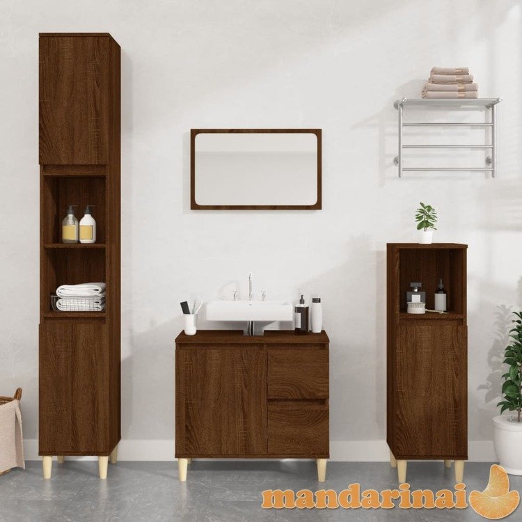 Vonios kambario spintelė, ruda ąžuolo, 30x30x190cm, mediena