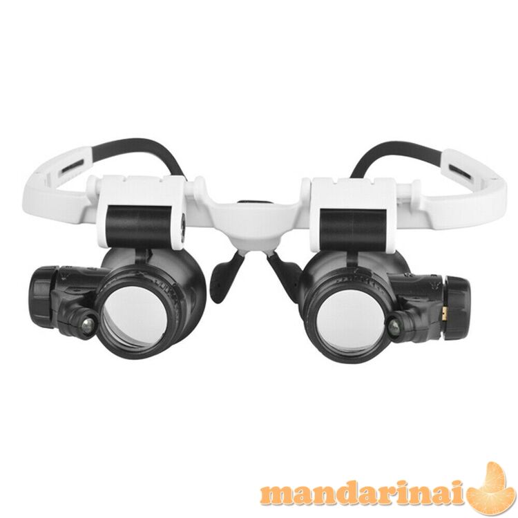 Iki 23X kartų didinantys akiniai su LED apšvietimu
