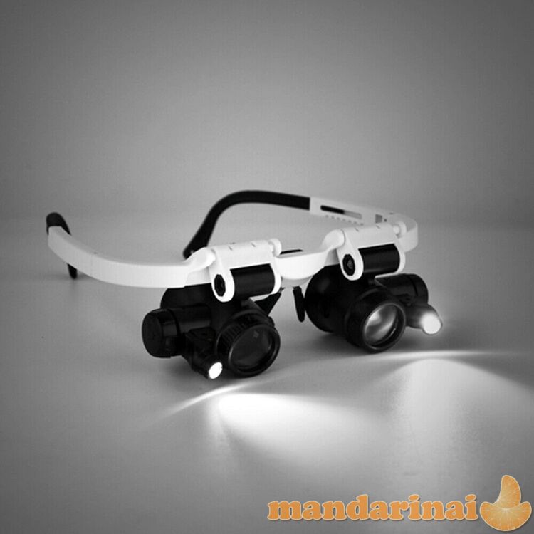 Iki 23X kartų didinantys akiniai su LED apšvietimu