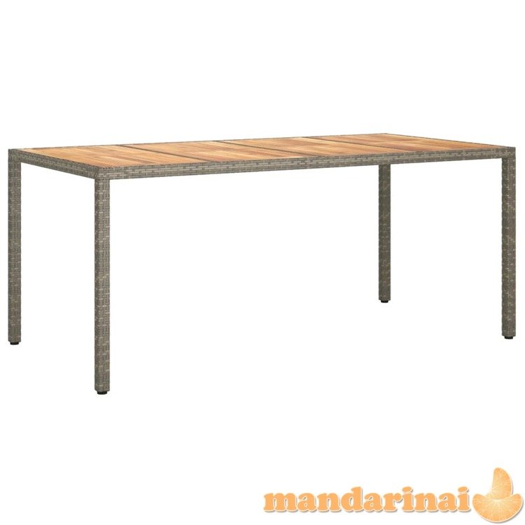 Sodo stalas, pilkas, 190x90x75cm, poliratanas ir akacija