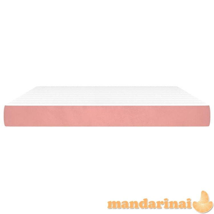 Spyruoklinis čiužinys, rožinės spalvos, 180x200x20 cm, aksomas