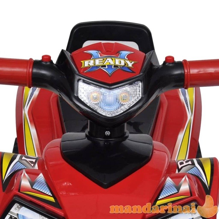 Raudonas vaikiškas keturratis motociklas su garsais ir švieselėmis