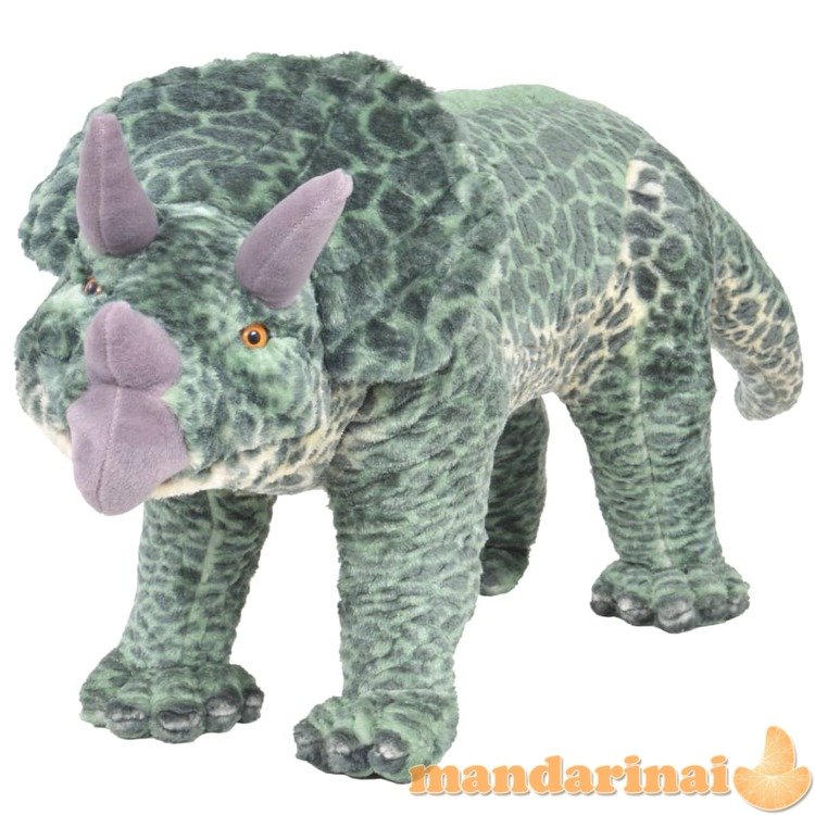 Stovintis pliušinis žaislas triceratopsas, žalios spalvos, xxl