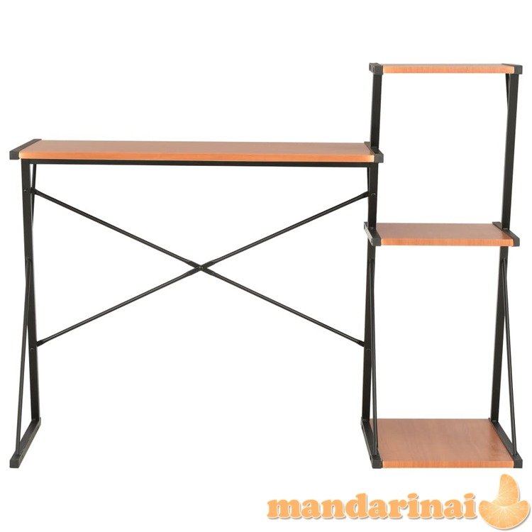 Rašomasis stalas su lentyna, juodas ir rudas, 116x50x93cm