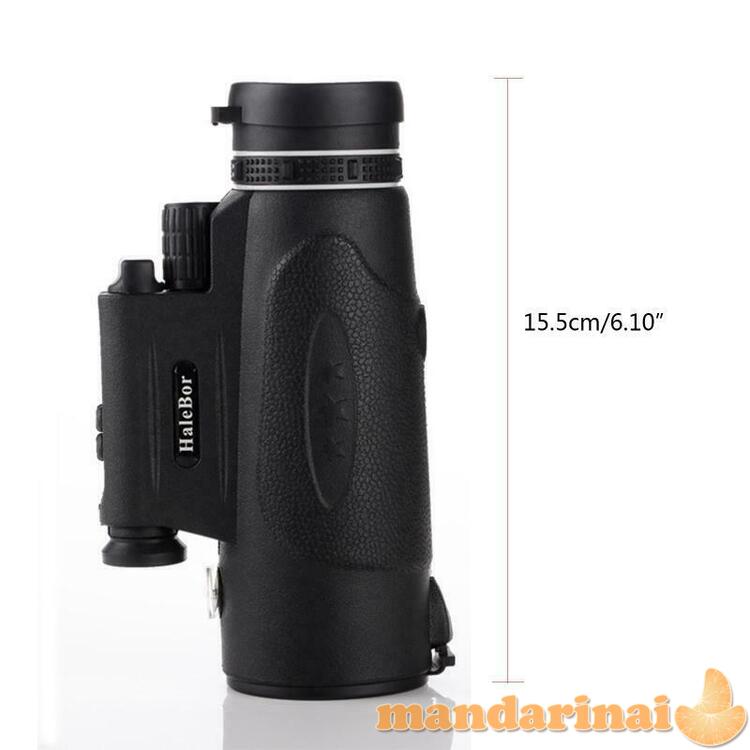 Monoklis su stovu ir telefono laikikliu