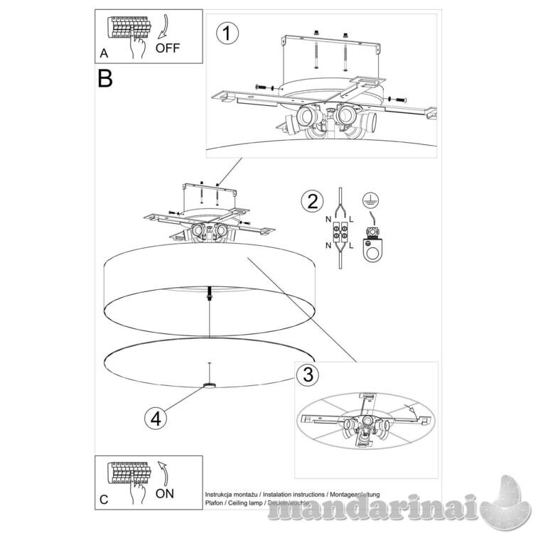 Lubinis šviestuvas SKALA 70 balta