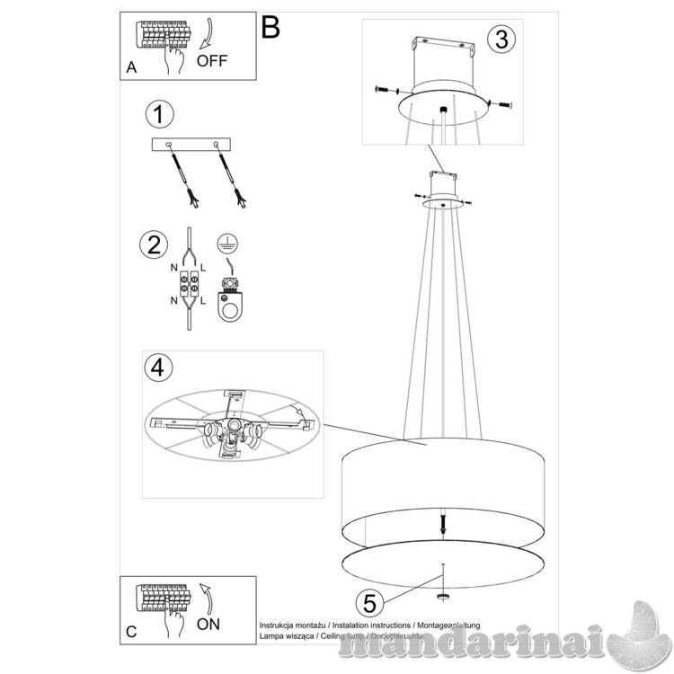 Lustra Otto 70 balta