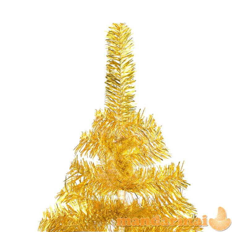 Dirbtinė kalėdų eglutė su led/žaisliukais, auksinė, 180cm, pet