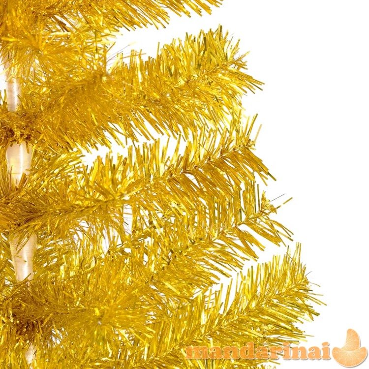 Dirbtinė kalėdų eglutė su led/žaisliukais, auksinė, 180cm, pet