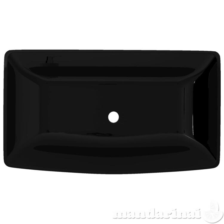 Keraminis praustuvas vonios kambariui, juodas, stačiakampis