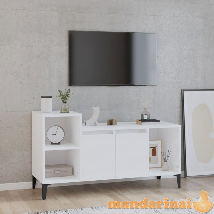 Televizoriaus spintelė, balta, 100x35x55cm, mediena, blizgi