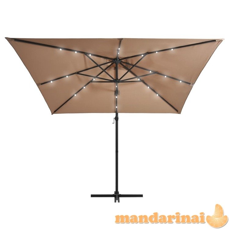 Gembinis skėtis su led/plieniniu stulpu, taupe, 250x250cm