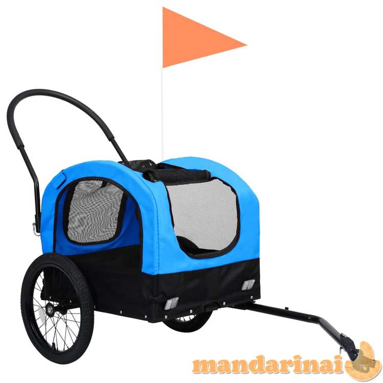 2-1 vežimėlis naminiams gyvūnams, mėlynas ir juodas