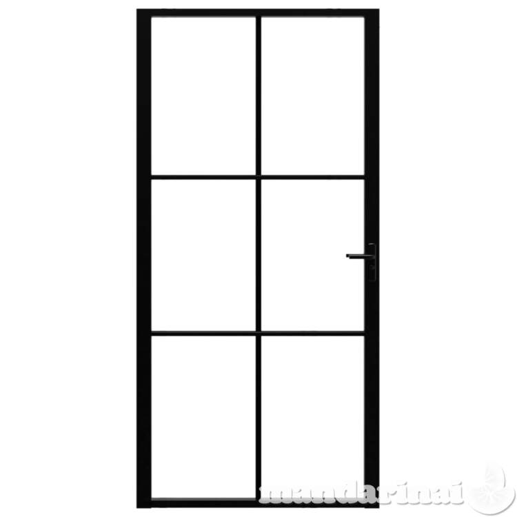Vidaus durys, juodos, 102,5x201,5cm, esg stiklas ir aliuminis