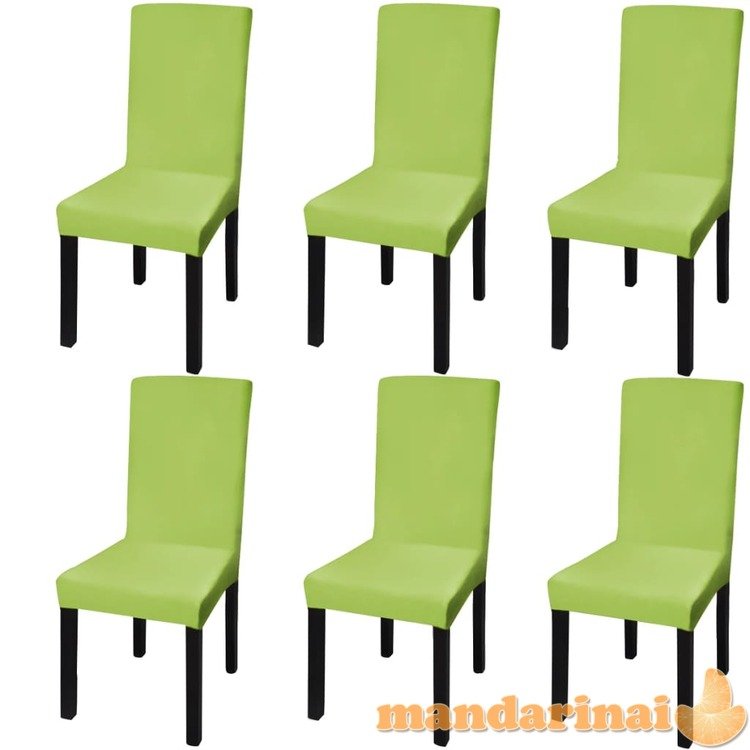 Tiesūs įtempiami kėdžių užvalkalai, 6vnt., žalios spalvos