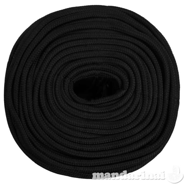 Darbo virvė, juodos spalvos, 6mm, 50m, poliesteris