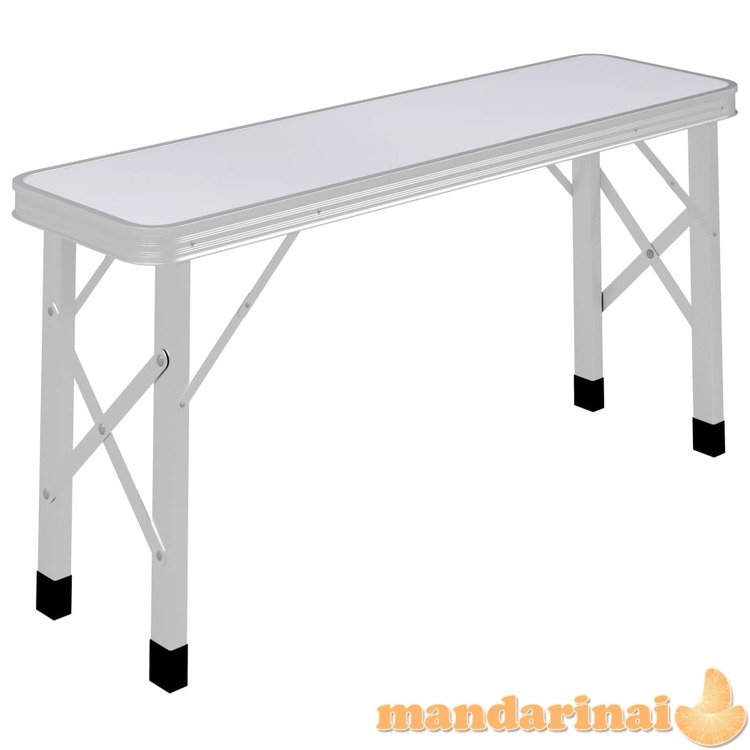 Sulankstomas stalas su 2 suoliukais, baltos spalvos, aliuminis