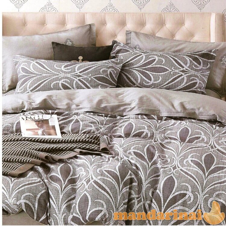 Keturių dalių dvipusis patalynės komplektas "Pilkas sapnas", 200x220 cm
