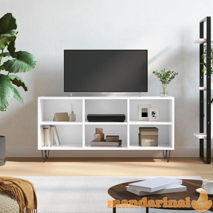 Televizoriaus spintelė, balta, 103,5x30x50cm, mediena, blizgi