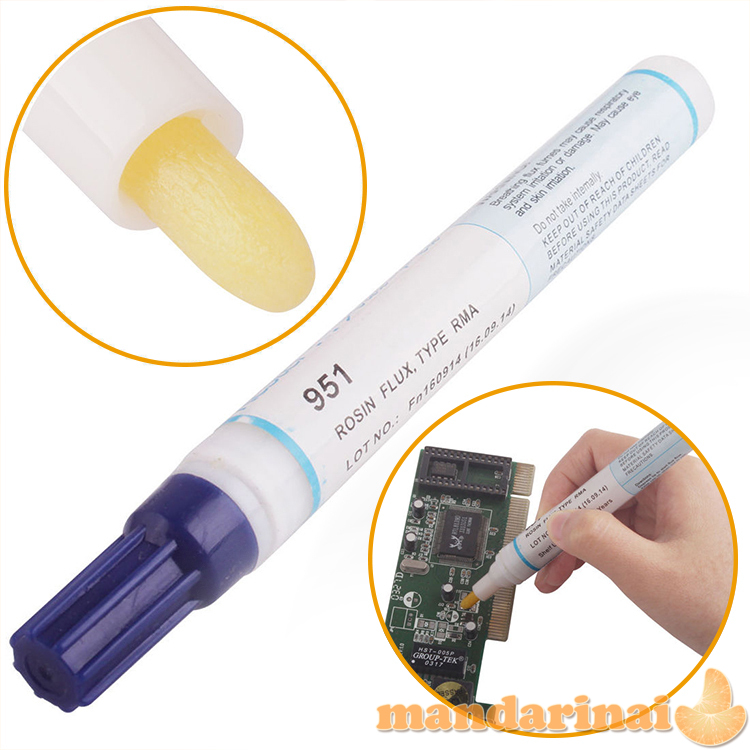 Neplaunamas litavimo fliusas rašiklyje