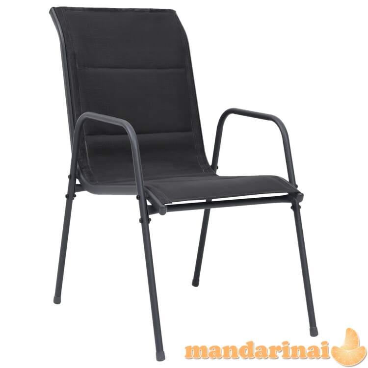 Sudedamos sodo kėdės, 2vnt., juodos, plienas ir tekstilenas