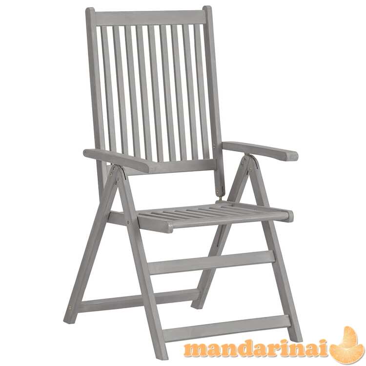 Atlošiamos sodo kėdės, 3vnt., pilkos spalvos, akacijos masyvas