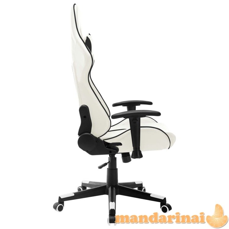 Žaidimų kėdė, baltos ir juodos spalvos, dirbtinė oda