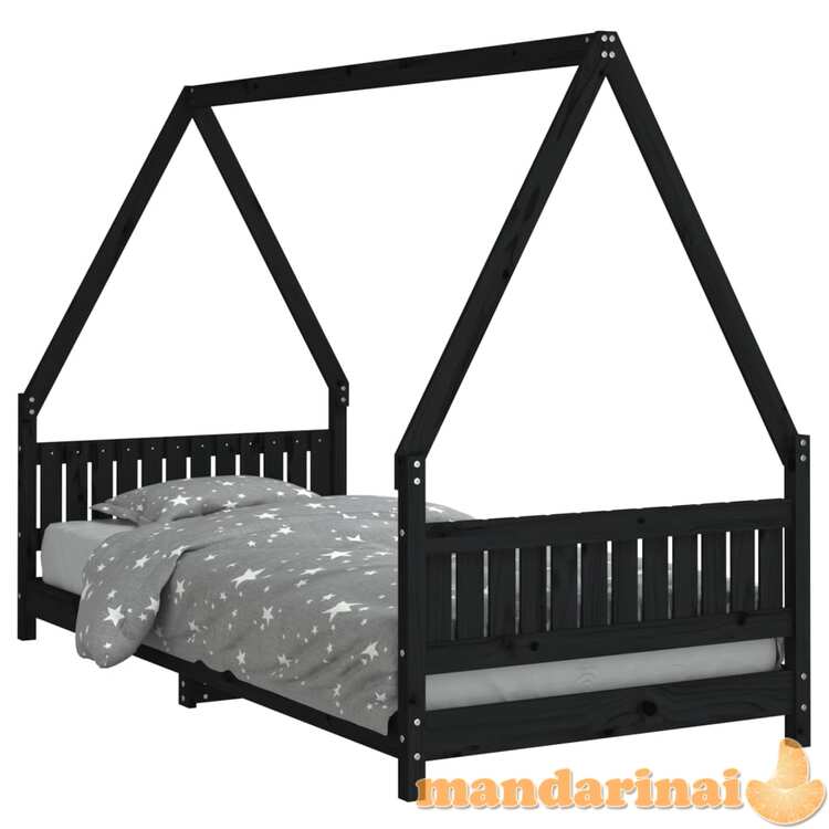 Vaikiškos lovos rėmas, juodas, 90x200cm, pušies masyvas