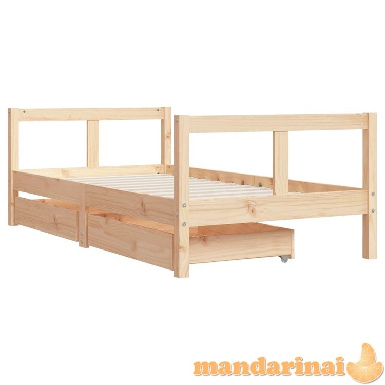 Vaikiškos lovos rėmas su stalčiais, 80x160cm, pušies masyvas