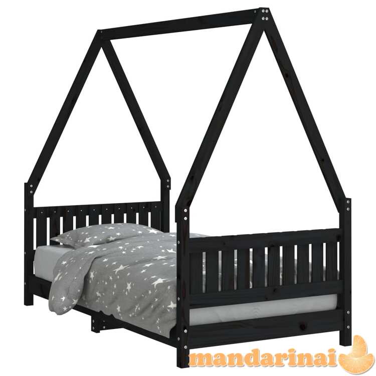 Vaikiškos lovos rėmas, juodas, 80x160cm, pušies masyvas