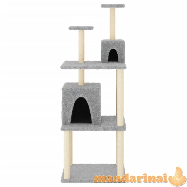 Draskyklė katėms su stovais iš sizalio, šviesiai pilka, 167cm