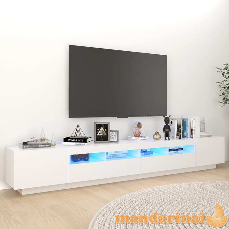 Televizoriaus spintelė su led apšvietimu, balta, 260x35x40cm