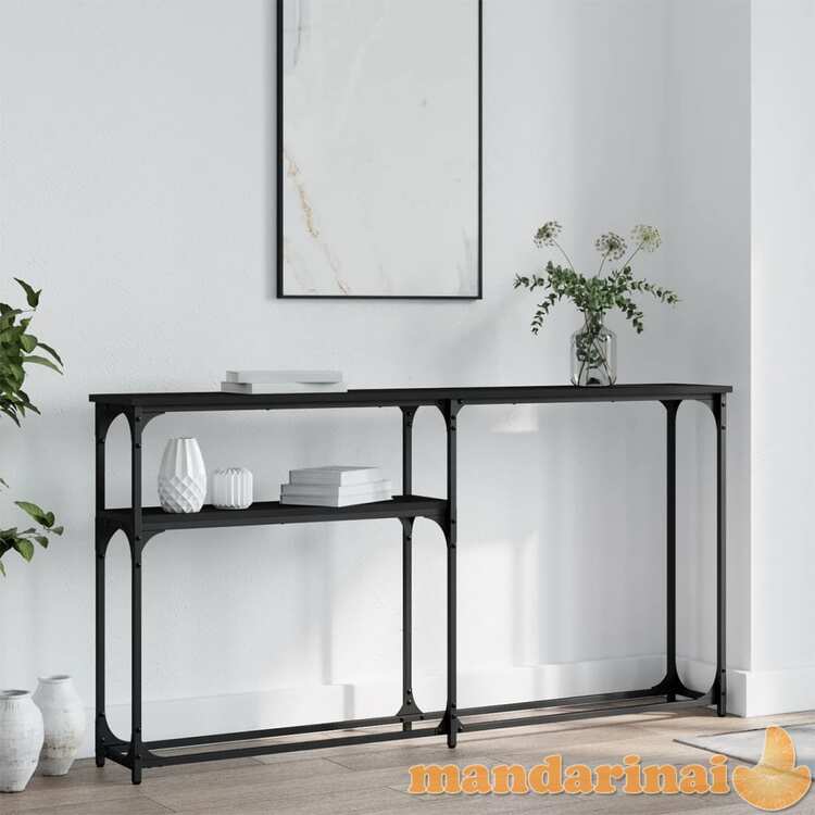 Konsolinis staliukas, juodas, 145x22,5x75cm, apdirbta mediena