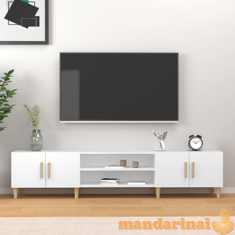 Televizoriaus spintelė, balta, 180x31,5x40cm, apdirbta mediena