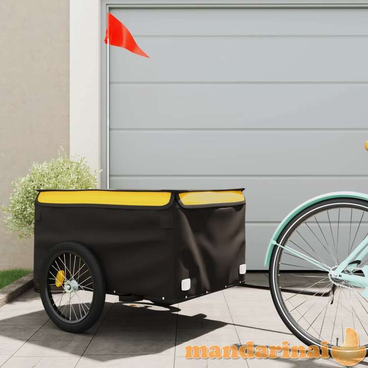 Krovininė dviračio priekaba, juoda ir geltona, 45kg, geležis