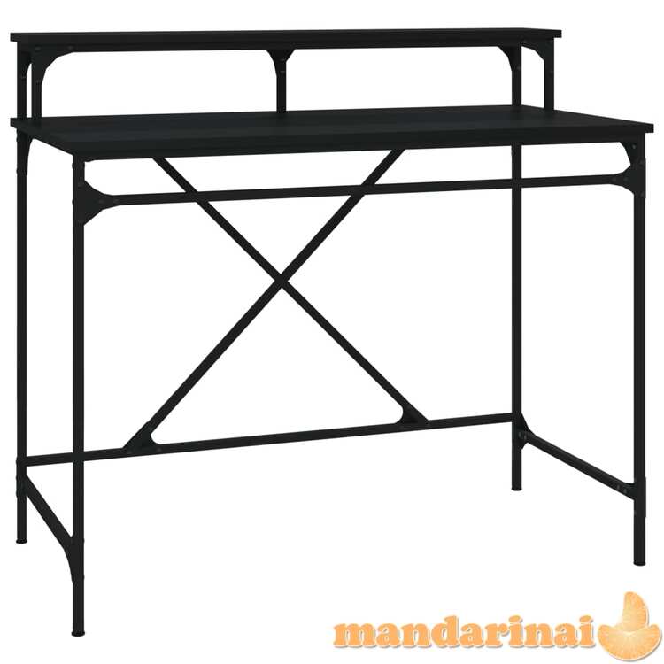 Rašomasis stalas, juodas, 100x50x90cm, apdirbta mediena/geležis