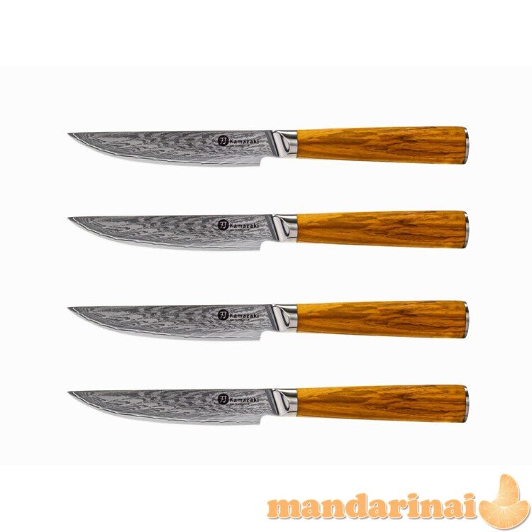 Damasko plieno peilių rinkinys kepsniams KAMAZAKI 