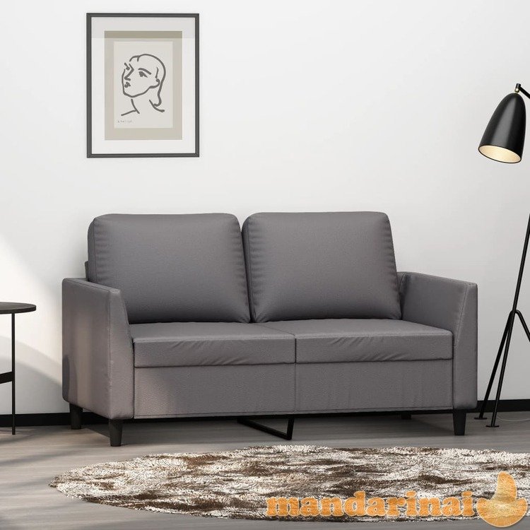 Dvivietė sofa, pilkos spalvos, 120cm, dirbtinė oda