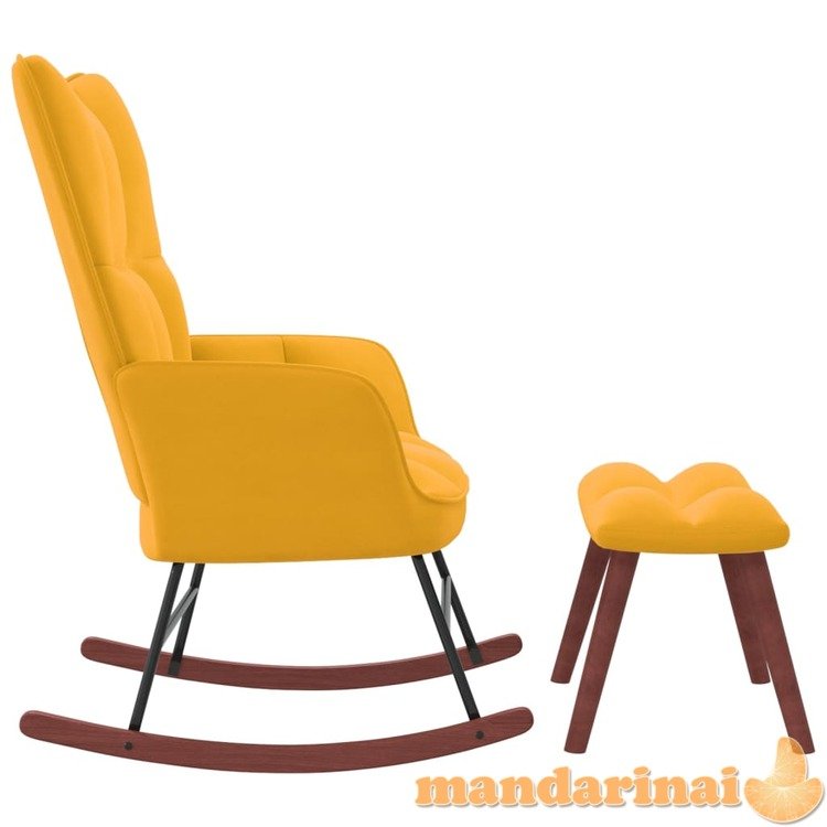 Supama kėdė su pakoja, garstyčių geltonos spalvos, aksomas