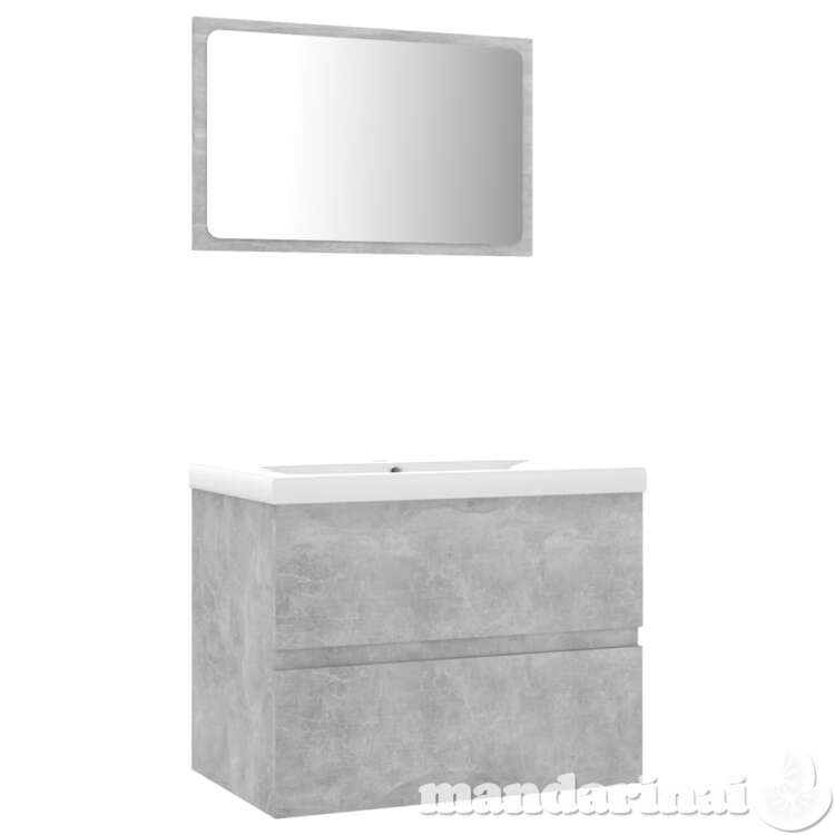 Vonios kambario baldų komplektas, betono pilkos spalvos, mdp