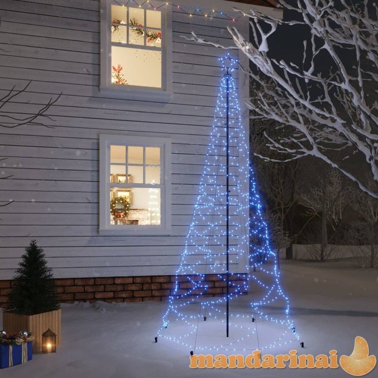 Kalėdų eglutė su metaliniu stulpu, 3m, 500 mėlynų led lempučių