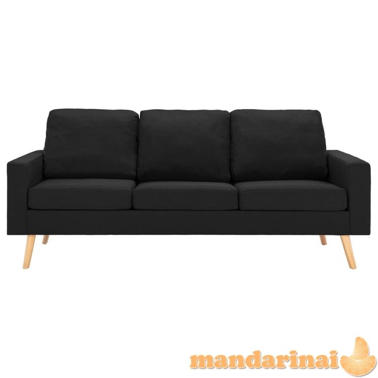 Trivietė sofa, juodos spalvos, audinys