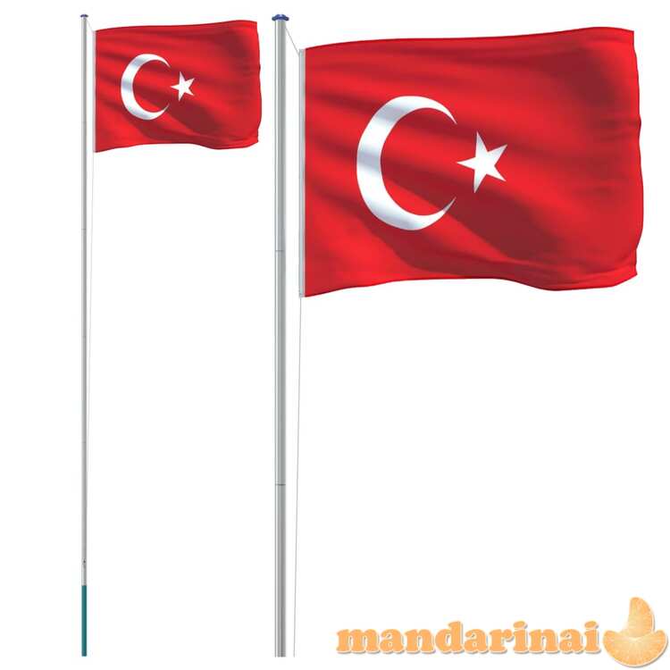 Turkijos vėliava su stiebu, aliuminis, 6,23m