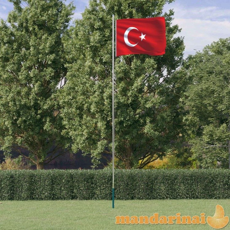 Turkijos vėliava su stiebu, aliuminis, 6,23m
