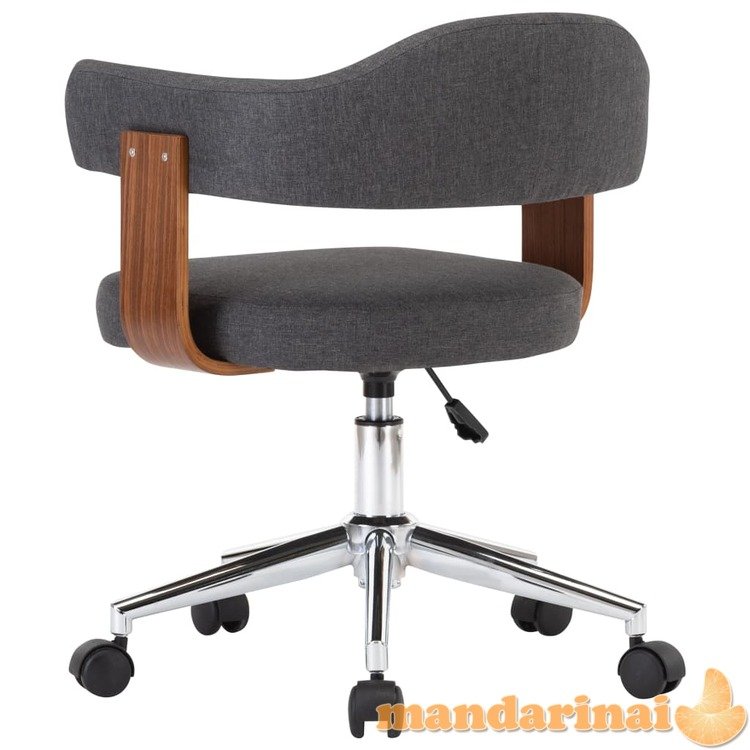 Pasukama biuro kėdė, pilka, išlenkta mediena ir dirbtinė oda
