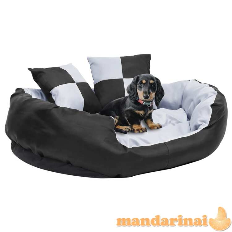 Dvipusė skalbiama pagalvė šunims, pilka ir juoda, 85x70x20cm