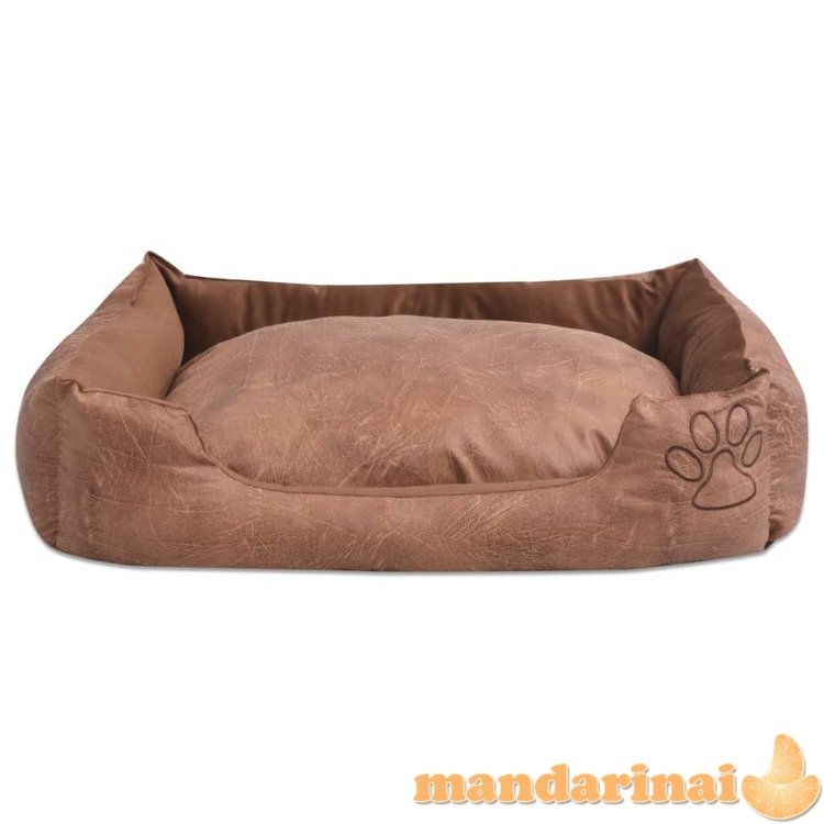 Šuns guolis su pagalvėle, pu, dirbtinė oda dydis s, smėlinis