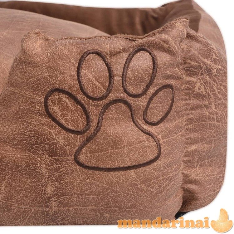 Šuns guolis su pagalvėle, pu, dirbtinė oda dydis s, smėlinis