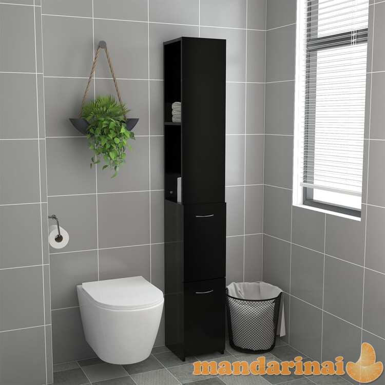 Vonios kambario spintelė, juoda, 25x26,5x170cm apdirbta mediena